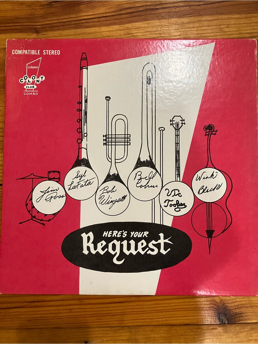 Vintage 'Here's Your Request' Album Cover Art Print - Pink & White
